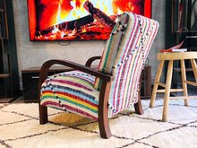 Load image into Gallery viewer, rocking chair, handmade armchair, vintage chairs, turkish armchair, wooden chairs, indoor chairs, moroccan chairs, accent chair, lounge chair, dining chairs, kilim chair, mid century chairs, rug chairs
