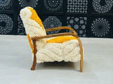 Load image into Gallery viewer, Moroccan Wool Lounge Chair with Walnut Frame, chair, The Wool Rugs, The Wool Rugs, 