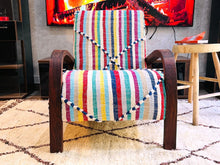 Load image into Gallery viewer, rocking chair, handmade armchair, vintage chairs, turkish armchair, wooden chairs, indoor chairs, moroccan chairs, accent chair, lounge chair, dining chairs, kilim chair, mid century chairs, rug chairs
