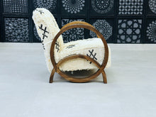 Load image into Gallery viewer, Chic moroccan walnut wood, chair, The Wool Rugs, The Wool Rugs, 
