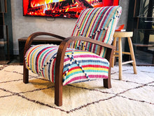 Load image into Gallery viewer, rocking chair, handmade armchair, vintage chairs, turkish armchair, wooden chairs, indoor chairs, moroccan chairs, accent chair, lounge chair, dining chairs, kilim chair, mid century chairs, rug chairs
