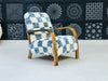 Moroccan Wool Lounge Chair with Walnut Frame