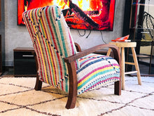 Load image into Gallery viewer, Moroccan Wool Lounge Chair with Walnut Frame
