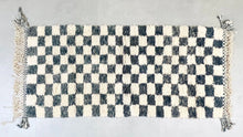 Load image into Gallery viewer, checkered rug, 
moroccan rug,
 black and white rug, 
checkerboard rug, 
rugs for living room, 
checkered rug black, 
check rug, 
black checkered rug, 
oversize rug, 
moroccan rug 8x10, 
kitchen wool rug, 
home decor, 
Handmade rug
