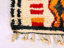 Load image into Gallery viewer, moroccan rug runner, colorful rug, wool nursery rug, narrow runner rug, hand woven rug, shaggy wool rug, berber runner carpet, custom runner rug, washable runner rug, checkered runner rug, 3x9 runner rugs, boujaad rugs runner, bohemian red rug
