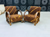 2 set of Moroccan Wool Lounge Chair with Walnut Frame