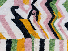 Load image into Gallery viewer, soft moroccan rug, rug moroccan, moroccan handknotted, dining room, colorful beni ourain, hand woven rugs, moroccan boujad, area rug moroccan, shag rug 10x13, beniouarain rug, handmade home decor, vintage moroccan rug, fluffy wool rug