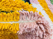 Load image into Gallery viewer, soft moroccan rug, rug moroccan, moroccan handknotted, dining room, colorful beni ourain, hand woven rugs, moroccan boujad, area rug moroccan, shag rug 10x13, beniouarain rug, handmade home decor, vintage moroccan rug, fluffy wool rug