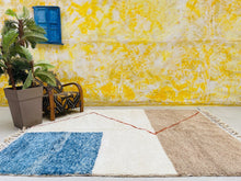 Load image into Gallery viewer, soft moroccan rug, rug moroccan, moroccan handknotted, dining room, colorful beni ourain, hand woven rugs, moroccan boujad, area rug moroccan, shag rug 8x10, beniouarain rug, handmade home decor, vintage moroccan rug, fluffy wool rug