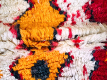 Load image into Gallery viewer, moroccan rug runner, colorful rug, wool nursery rug, narrow runner rug, hand woven rug, shaggy wool rug, berber runner carpet, custom runner rug, washable runner rug, checkered runner rug, 3x9 runner rugs, boujaad rugs runner, bohemian red rug