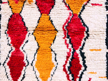 Load image into Gallery viewer, moroccan rug runner, colorful rug, wool nursery rug, narrow runner rug, hand woven rug, shaggy wool rug, berber runner carpet, custom runner rug, washable runner rug, checkered runner rug, 3x9 runner rugs, boujaad rugs runner, bohemian red rug