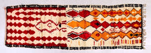 Load image into Gallery viewer, moroccan rug runner, colorful rug, wool nursery rug, narrow runner rug, hand woven rug, shaggy wool rug, berber runner carpet, custom runner rug, washable runner rug, checkered runner rug, 3x9 runner rugs, boujaad rugs runner, bohemian red rug