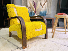 Load image into Gallery viewer, Custom Yellow moroccan walnut wood Chair, chair, The Wool Rugs, The Wool Rugs, 
