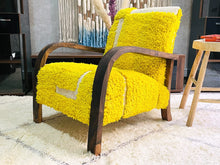 Load image into Gallery viewer, Custom Yellow moroccan walnut wood Chair, chair, The Wool Rugs, The Wool Rugs, 
