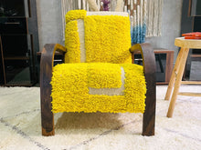 Load image into Gallery viewer, Custom Yellow moroccan walnut wood Chair, chair, The Wool Rugs, The Wool Rugs, 
