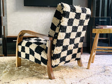 Load image into Gallery viewer, Custom checkered moroccan walnut wood Chair, chair, The Wool Rugs, The Wool Rugs, 
