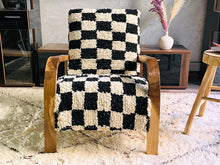 Load image into Gallery viewer, Custom checkered moroccan walnut wood Chair, chair, The Wool Rugs, The Wool Rugs, 
