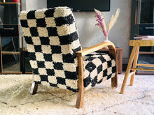 Load image into Gallery viewer, Custom checkered moroccan walnut wood Chair, chair, The Wool Rugs, The Wool Rugs, 
