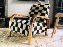 Load image into Gallery viewer, Custom checkered moroccan walnut wood Chair, chair, The Wool Rugs, The Wool Rugs, 
