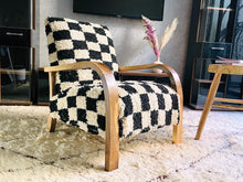 Load image into Gallery viewer, Custom checkered moroccan walnut wood Chair, chair, The Wool Rugs, The Wool Rugs, 
