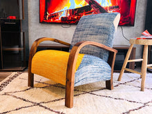 Load image into Gallery viewer, 2 set of custom Moroccan Wool Lounge Chair with Walnut Frame, chair, The Wool Rugs, The Wool Rugs, 
