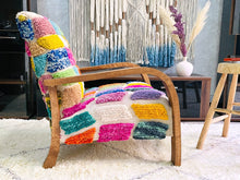 Load image into Gallery viewer, Custom Colorful moroccan walnut wood Chair, chair, The Wool Rugs, The Wool Rugs, 
