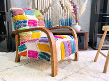 Load image into Gallery viewer, Custom Colorful moroccan walnut wood Chair, chair, The Wool Rugs, The Wool Rugs, 
