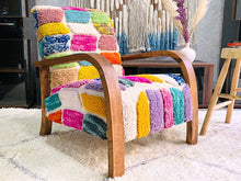 Load image into Gallery viewer, Custom Colorful moroccan walnut wood Chair, chair, The Wool Rugs, The Wool Rugs, 
