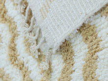 Load image into Gallery viewer, Cream and gold bohemian-style Moroccan rug.
