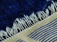 Load image into Gallery viewer, Artisan-crafted shaggy wool rug in bold blue color.
