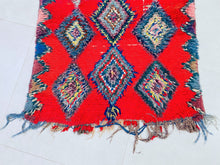 Load image into Gallery viewer, Vibrant Moroccan rug with rich red and intricate patterns.
