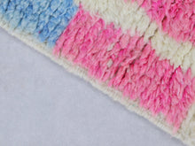 Load image into Gallery viewer, Berber handmade rug with expressive color blocks in bold and pastel hues


