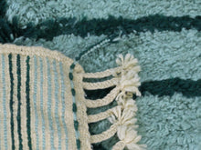 Load image into Gallery viewer, Soft wool Mrirt rug with dark green lines for modern minimalist interiors

