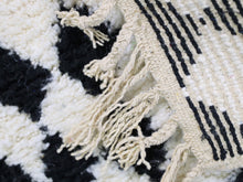 Load image into Gallery viewer, Black and White Moroccan Runner Rug 3x8 - B11, Rugs, The Wool Rugs, The Wool Rugs, 
