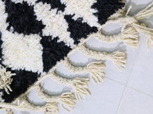 Load image into Gallery viewer, Black and White Moroccan Runner Rug 3x8 - B11, Rugs, The Wool Rugs, The Wool Rugs, 