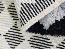 Load image into Gallery viewer, Black and White Moroccan Runner Rug 3x8 - B11, Rugs, The Wool Rugs, The Wool Rugs, 