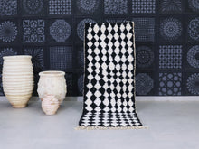 Load image into Gallery viewer, Black and White Moroccan Runner Rug 3x8 - B11, Rugs, The Wool Rugs, The Wool Rugs, 