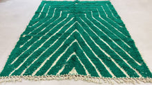 Load and play video in Gallery viewer, Abstract Moroccan rug 7.0 ft x 9.3 ft - beni ourain rug - colorful berber rug - Green morrocan rug 7x9
