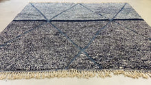 Load and play video in Gallery viewer, Moroccan Rug 11x10, Beni Ourain Rug, Rug Berber, Organic Rug, Handwoven Rug, Wool Rug, Blue Wool Rug, Bedroom Rug, Scandinavian Rug
