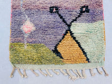 Load image into Gallery viewer, modern design, soft wool rug, handwoven rug, jute wool runner, morocco purple rug, handmade wool, tufted white rug, wool custom rug, custom moroccan rug, abstract rug, relaxing rug, living room rugs, plush area rug