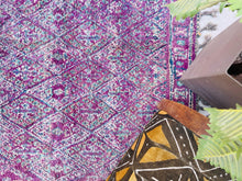 Load image into Gallery viewer, rugs for bedroom, boucherouite rug, boucherouite rug, moroccan area rug, 7x11 vintage rug, Moroccan Runner, Moroccan Rugs, moroccan rug vintage, Berber Teppich, Vintage Carpet, handmade rug, boho rug, pink rug