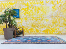 Load image into Gallery viewer, vintage carpet, oriental rug, vintage moroccan, furniture and decor, Vintage Area Rug, colorful rug, handmade rug, Boucherouite Rug, living room Rug, Morrocan rug, rugs for living room, Vintage Rug, boho rug